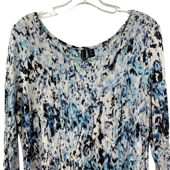 Cynthia Rowley Blue and White High Low Jersey 3/4 Sleeve Top, M - Picture 3 of 8